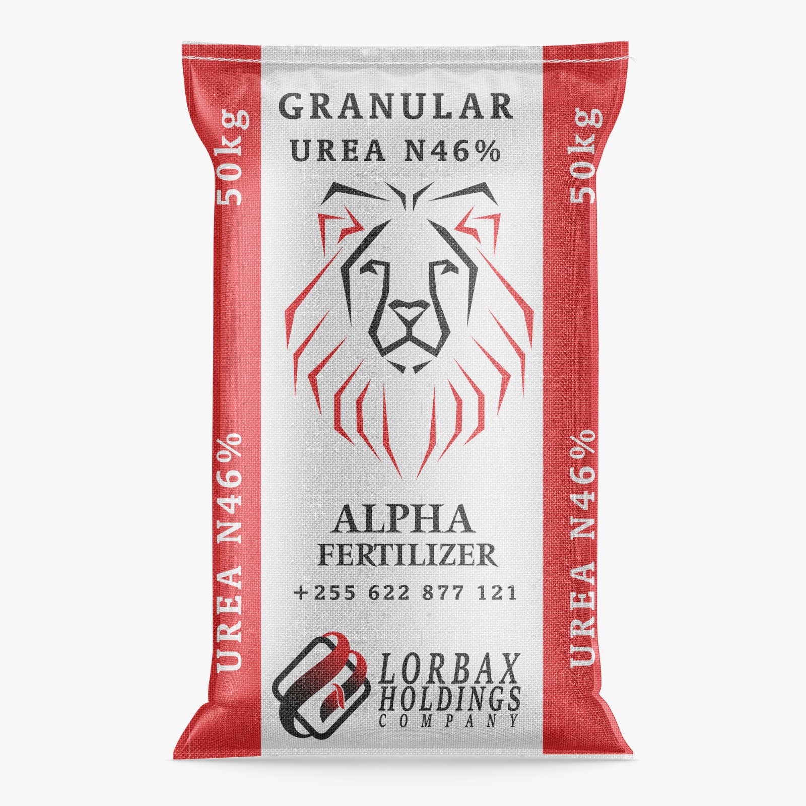 Urea 46% granular fertilizer in a 50kg Lorbax bag
